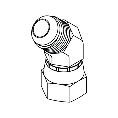 TOMPKINS Hydraulic Fitting-Stainless06MJ-06FJX 45-SS SS-6502-06-06-FG